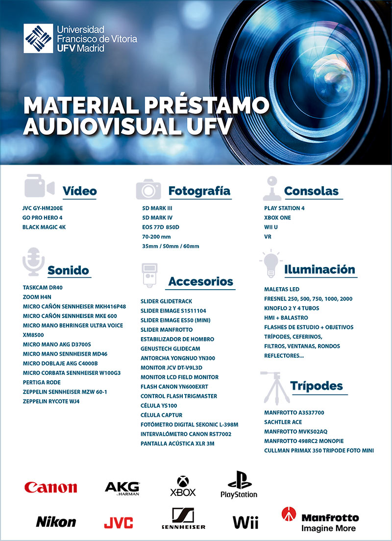 Material de prestamo audiovisual material prestamo comunicacion audiovisual ufv Material de prestamo audiovisual Estudiar en Universidad Privada Madrid