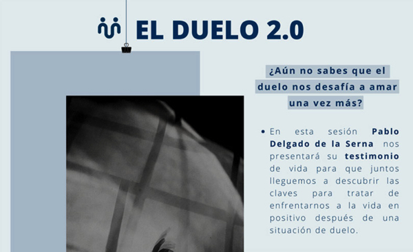 Pablo Delgado de la Serna, profesor de la UFV, dará hoy su testimonio de vida en las píldoras formativas UnoMásUno: El Duelo El Duelo Pablo Delgado de la Serna, profesor de la UFV, dará hoy su testimonio de vida en las píldoras formativas UnoMásUno: El Duelo Estudiar en Universidad Privada Madrid